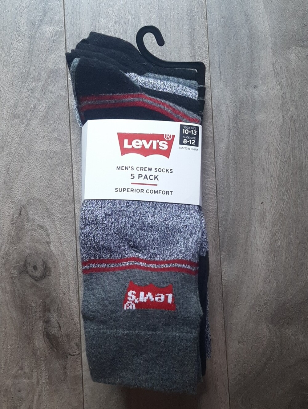 Levi's Men's Crew Socks 5-Pack Superior Comfort Sock Size 10-13
